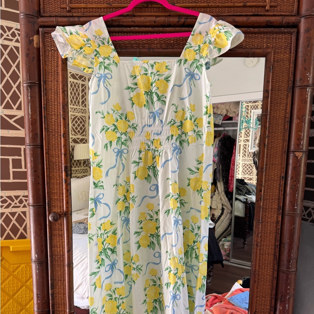 Charming Lemon Print Midi Dress